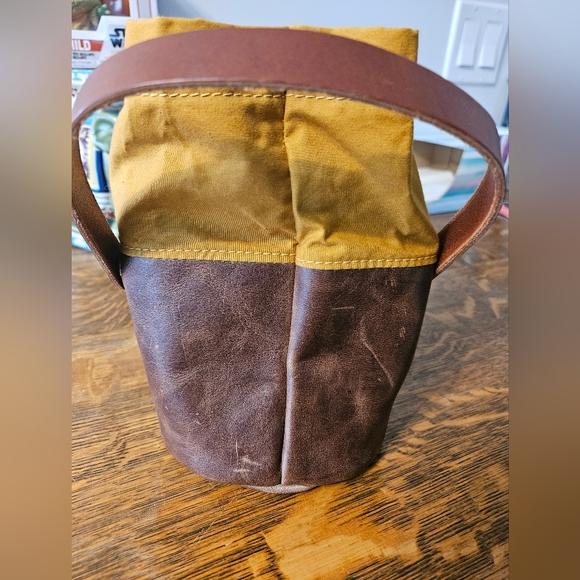 Canvas and leather small project bag - Picture 2 of 3